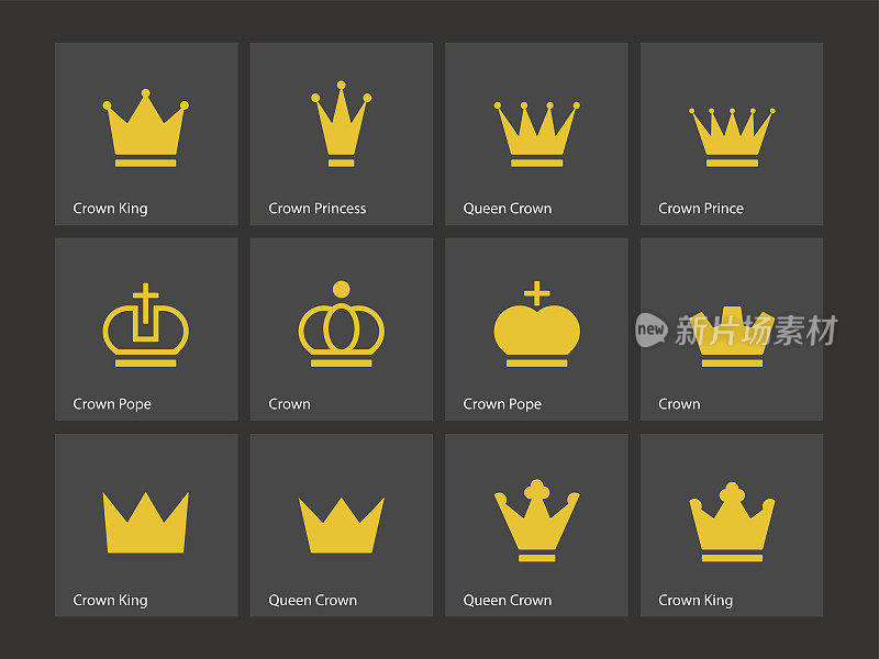 Crown icons. Vector illustration.